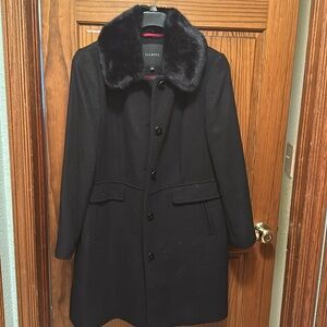 Talbots black wool blend coat